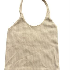BP Beige Ribbed Halter Top Size Medium Large